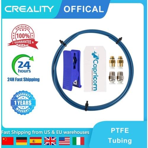 Creality Official Capricorn PTFE Bowden Tubing (1 Meter) XS Series for 1.75mm Filament with PTFE Tube Cutter, Mold Spring