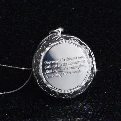 Top Quality England Retro 925 Sterling Silver Necklace Round Open Locket Photo Pendant Necklaces Photo Women Collar Jewelry Men