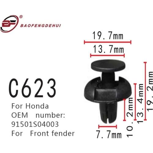 Front Fender Positioner Fastener For Honda Accord 91501S04003