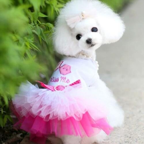 Princess Dog Cat Dress Tutu Flowers Lace Design Pet Puppy Skirt Spring/Summer Clothes Outfit 6 Sizes 2 Colours