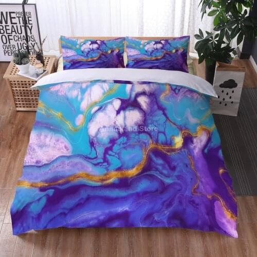 Flow Gold 3D Print Colorful Marble Bedding Set Comforter Queen King Size Adult Decor Gift Duvet Cover Pillowcase Home Textile