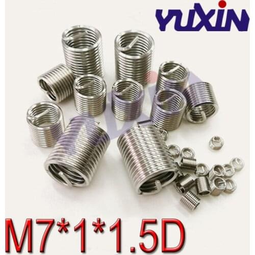 100pcs M7*1*1.5D Wire Thread Insert Stainless Steel 304 Wire Screw Sleeve, M7 Screw Bushing Helicoil Wire Thread Repair Inserts