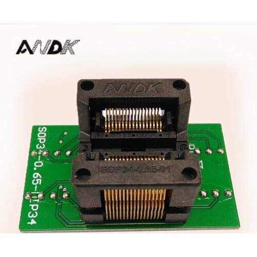SSOP34 TSSOP34 to DIP34 Programming Socket Pitch 0.65mm IC Body Width 5.3-5.7mm 208mil-224mil Test Socket Adapter OTS-34-0.65-01