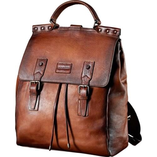 Backpack Luxury Mens Cow Leather Backpack Business casual mens Backpack Vintage style cowhide backpack