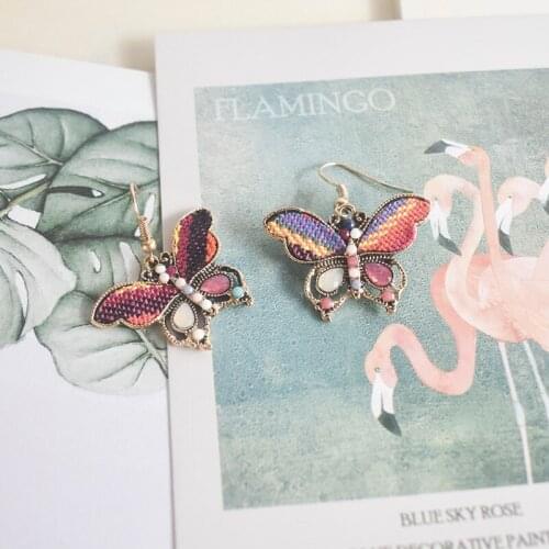 Bohemian national style diamond earrings are popular in Europe and America butterfly earrings Present S925 Silver Hook