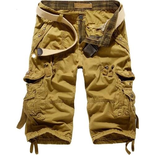 New Summer Mens Casual Loose 3/4 Cargo shorts Multi Pocket Military Shorts Trouser Big Size 29-38