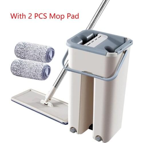 Magic Microfiber Cleaning Mops Free Hand Mop with Bucket Flat Squeeze Magic Automatic Home Kitchen Floor Cleaner