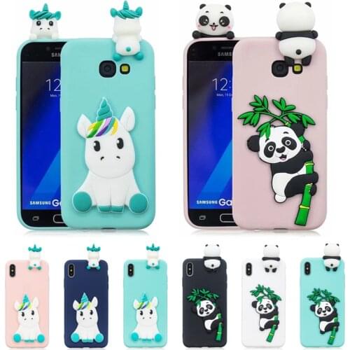 3D Kawaii Panda Unicorn Silicone Cover on for Coque Samsung Galaxy J7 J5 J3 2016 A7 A3 A5 2017 Case Funda Etui Women Children