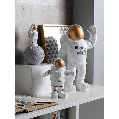 Modern Creative Outer Space Astronauts Miniature Sculpture Resin Moon Models Cosmonaut Figurine Crafts Ornament Home Decoration