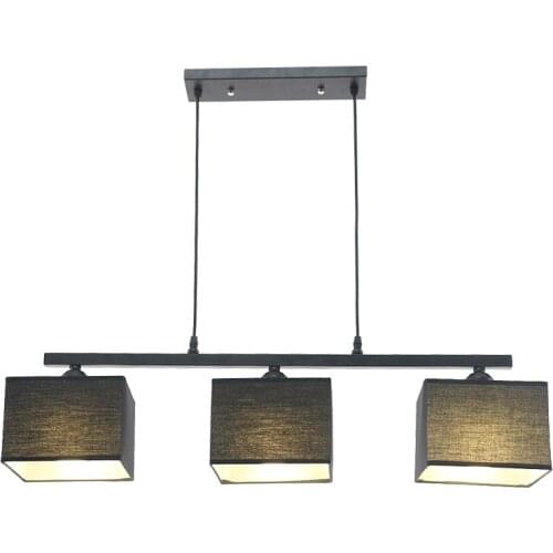 Modern Simple Square Iron Art 3 Heads Pendant Lights Dining Room Furniture Restaurant Light Fixtures Conference Room LED Bulbs