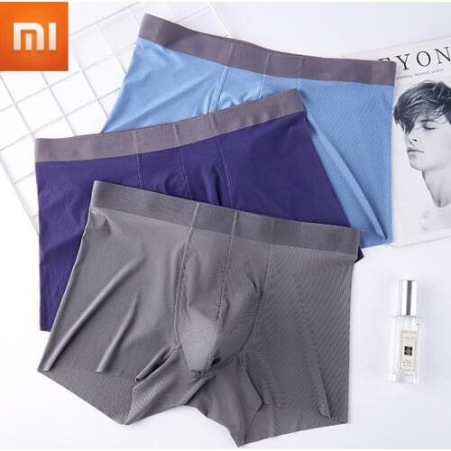 New Xiaomi 3D Ice Silk Panties Soft Breathable Cool Mens Boxer Shorter Ultra-thin Translucent Sexy Men Underwear Underpant