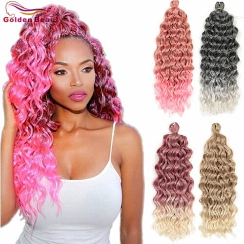 GoldenBeauty Natural Hair Extensions Water Wave Deep Wave Synthetic Curly Braids Twist Low Temperature Fiber 18Inch Hawaii Curl