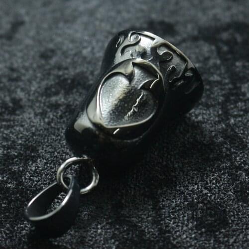 Unisex 316L Stainless Steel Black Spade Bell Pendant