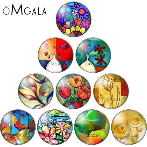 Vintage Mix Oil Painting Flower 10mm 12mm 14mm 18mm 20mm 25mm 30mm Photo round glass cabochon demo flatback Jewelry DIY Making