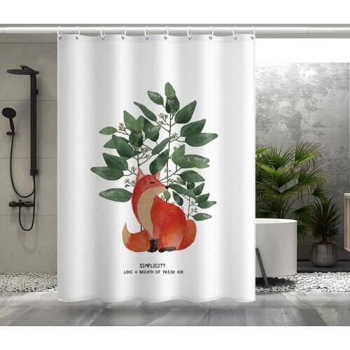 Fox Leaves Printed Shower Curtain Waterproof Shower Bathing Cover Cartoon for Home Bathroom Cortina De La Ducha Duschvorhang