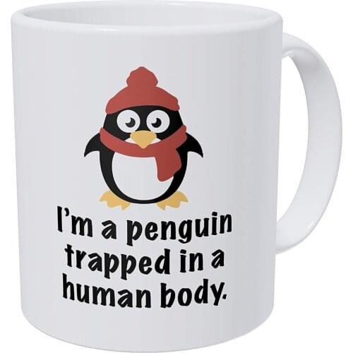 I'm A Penguin Trapped In A Human Body Red 11 Ounces Funny Coffee Mug