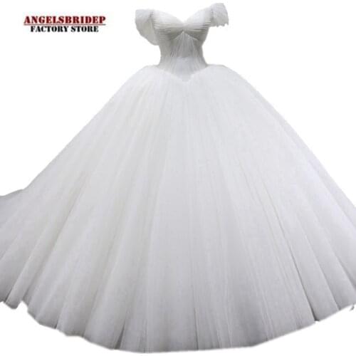 Charming Sweetheart Ball Gown Wedding Dresses Vestido De Noiva Formal Off-Shoulder Tulle Floor-Length Saudi Arabia Bride Dresses