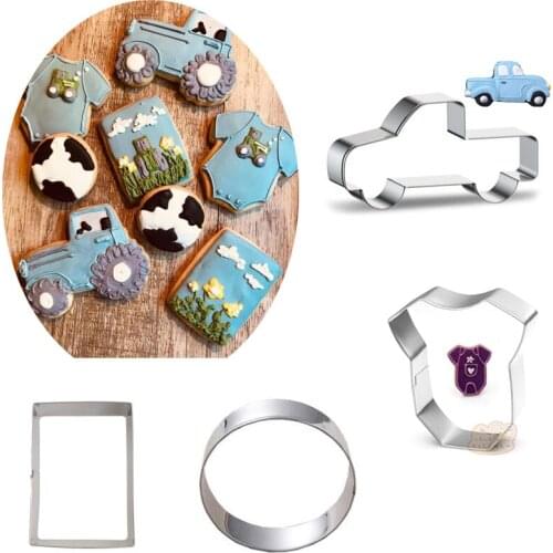 1pcs Ranch Cow Car Stainless Steel Cookie Cutter Moldes Metal Biscuit Mold Fondant Cake Decor Tools Craft Baking Pastry Shop