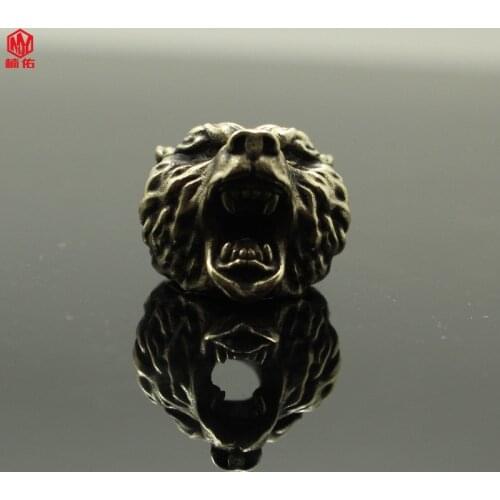 1PCS Paracord White Copper Brown Bear Head Bracelet Accessory Survival DIY Pendant Knife Beads