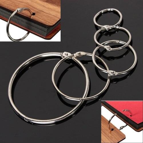 19mm-75mm Metal Ring Binder Loose Leaf Book Hoops Hinged Rings Keychain Binders DIY Craft Photo Album Scrapbook Split Ring 10Pcs