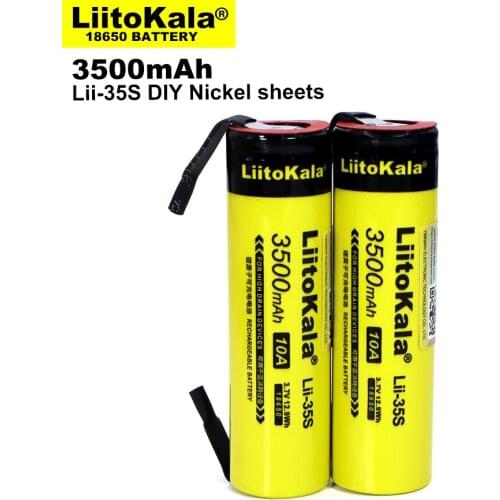 10 PCS/lot. LiitoKala Lii-35S 18650 Battery3.7V Li-ion 3500mAh lithium battery For high drain devices.+DIY Nickel