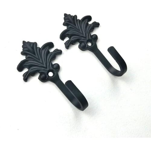 2Pcs Wall Hooks Decorative Vintage Style Heavy Duty Wall Coat Hooks Shabby Chic Cast Iron Retro Rustic Wall Hanger