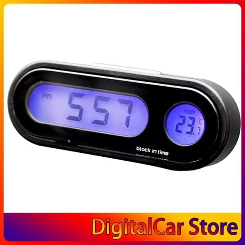 2-in-1 Auto Car Electronic Clock Luminous Thermometer LED Digital Display Mini Portable Dashboard Clock Car Accessories