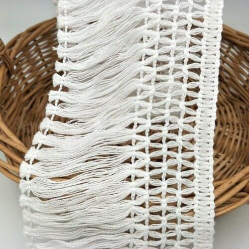 2 Yards 10 cm Wide Cotton Tassel Fringe Curtain Home Textile Decoration Cotton Lace Ribbon lace fabric Garment 5BB5466