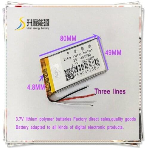 3 line 484980 3.7V 2800mAh 505080 Polymer lithium ion / Li-ion battery for tablet pc POWER BANK cell phone