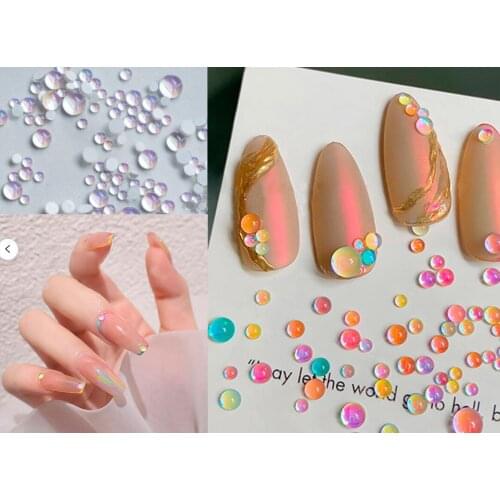 300pcs Polar light Glass Beads Nail Art/SS3-SS20 Galaxy Northern Lights pearls nail art charm / Mermaid light-catching semi bead