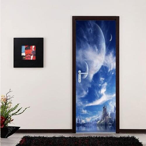3D Decor Sticker Wallpaper Self-Adhensive PVC Starry House Door Decoration Stickers Wallpapers 2021 New 3D Decorative Wallpaper