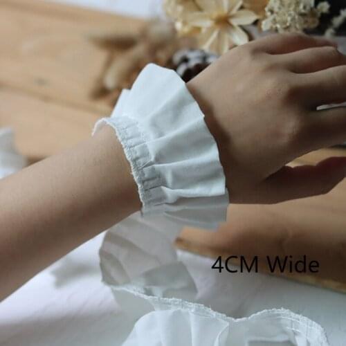 4CM Breed Beautiful White Chiffon Stof Orgel Geplooide Kant Elastische Ruffle Trim Borduren Fringe Lint Diy Kleding Naaien Decor
