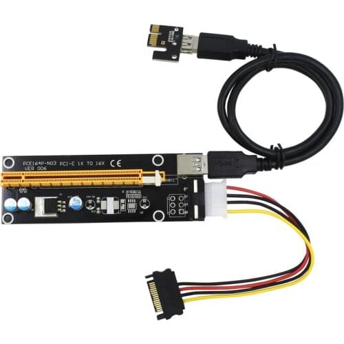 50Pcs TISHRIC GPU PCIE PCI-E Riser 006 card PCI E X16 PCI Express 4pin 1X 16X USB3.0 Extender LED For Mining ETH BTC