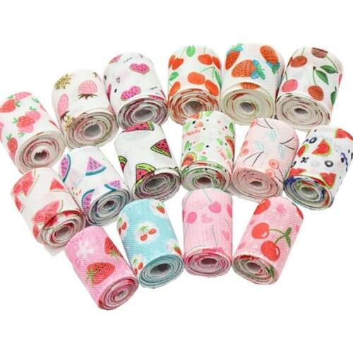 6.3cm fruit imitation hemp ribbon 5 yards printed cotton hemp home decoration DIY handmade materials accessories sewing supplies