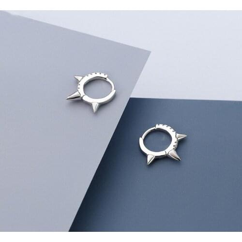 925 Sterling Silver Piercing Crystal Rivet Hoop Earring For Women Party Wedding Earing Jewelry eh1401