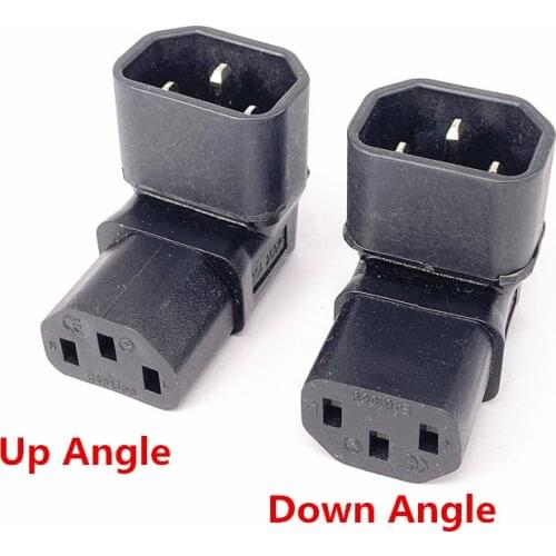 IEC 320 C13 to C14 AC Plug Converter, C14 to C13 Up/Down Angle Power Adapter Plug, 3Pin Female to Male 10A 250V