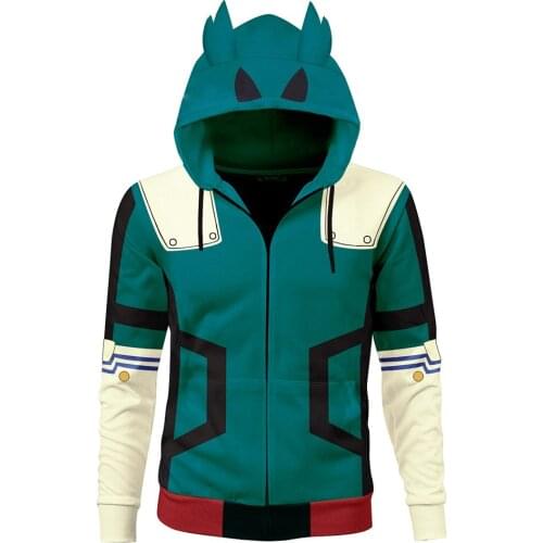Anime Boku no My Hero Academia Izuku Cosplay Hoodie Zip men Jacket autumn Coat Hooded Sweatshirt undefined sportswear Xmas gift