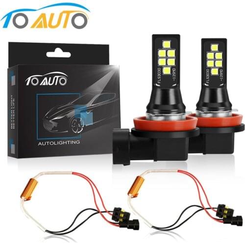 Canbus H8 H11 LED HB3 9005 HB4 9006 Car Fog Lamp 6000K White Error Free Auto Bulbs 12V