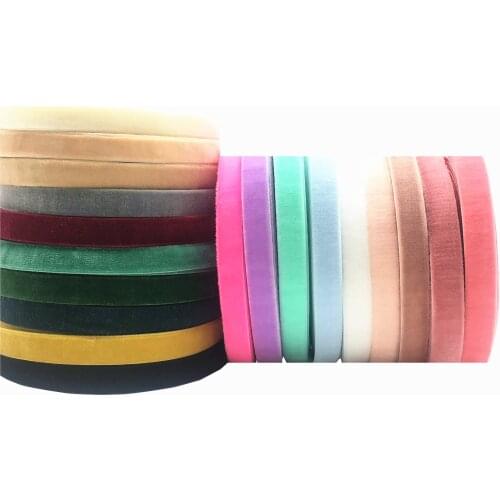 50 yard 1cm Good Quality Velvet Elastic Ribbon Stretchy Velour Tape Webbing 14 Color for Hair Tie Gift Packing Party Decoration