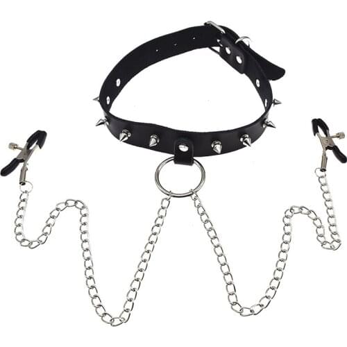 Slave Restraint BDSM Bondage Neck Collar Nipple Clip Sex Toy For Women Men Cosplay Breast Nipple Clamp Adult Toys