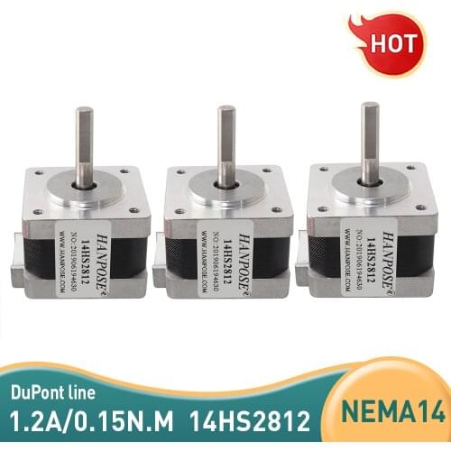 Free shipping 3pcs hybrid neam 14 stepper motor 2-phase 1.2A 0.15N.m 35x28mm 4-wire for new CNC or monitor