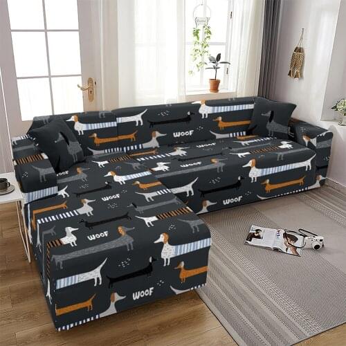 Animal Dachshund Dog Sofa Cover Slipcovers Elastic All-inclusive Couch Case L Shape Sofa Loveseat Chair L-Style Sofa Pillow Case