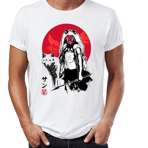 Mens t-shirt Princess Mononoke Moro Wolf God Forest Spirit Artsy Awesome Artwork Printed Tshirt Harajuku Streetwear Tees Tops