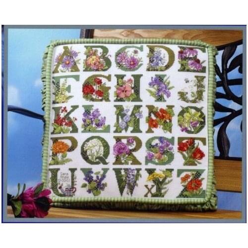 Hh free delivery Top Quality classical lovely counted cross stitch kit flower alphabet ABC