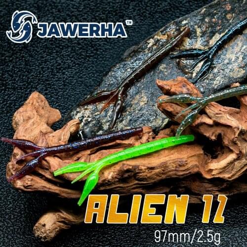 JAWERHA 6PCS Saw Shrimp Smell Lures Worms Wobbler Fishy Artificial Swimbait Bass Tackle Fishing Lures Soft Silicone Bait Jigs