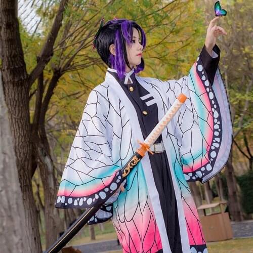 Devils Blade Cosplay Anime Manga Figure Kochou Shinobu Demon Slayer Kimetsu No Yaiba Women Clothes Kimono Uniform Cloak Costume