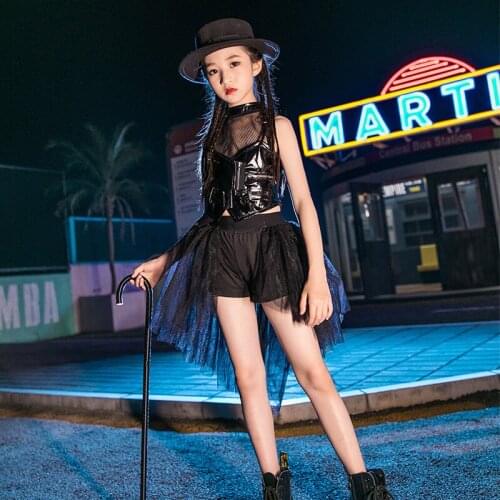 Jazz Dance Costumes Kids Hiphop Rave Outfit Child Street Dance Practice Wear Stitching Stage Performance Clothing