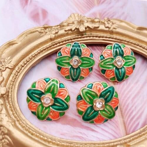Colorful Stud Earrings Flower Enamel Round New Party Jewelry Brincos Petal Accessories