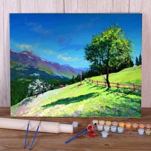 Landscape Spring. Etude DIY Painting By Numbers Package Oil Paints 40*50 Boards By Numbers Home Decor For Children Handicraft