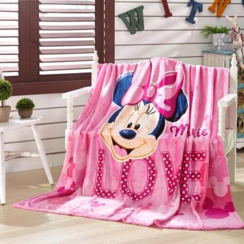 Disney Navy Blue Mickey Pink Minnie Mouse Lightweight Thin Bed Blanket Throws for Kids Summer Throws Blanket Covers Flatsheet